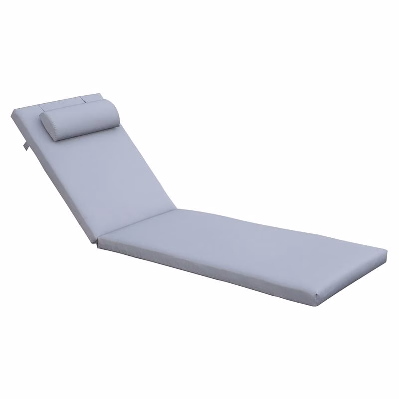 SUNLOUNGER Μαξιλάρι Ξαπλώστρας με Προσκέφαλο, Ύφασμα Water Repellent Γκρι, Φερμουάρ