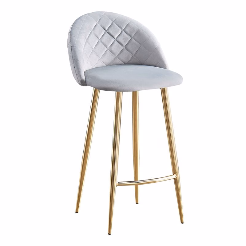 BELLA Bar Stool Gold Chrome, Grey Velure