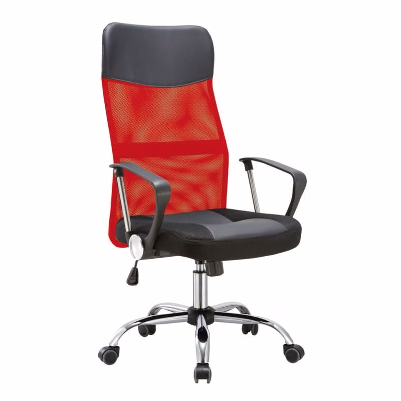 BF2400-PVC Manager Armchair Chromed Base/Pvc&Mesh Red/Black