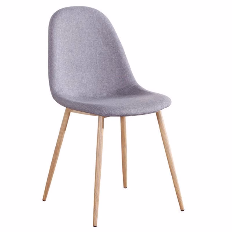 CELINA Natural Metal Chair, Grey Fabric