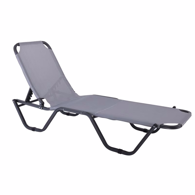 CRETA Alu Anthracite Lounger, Grey Textilene