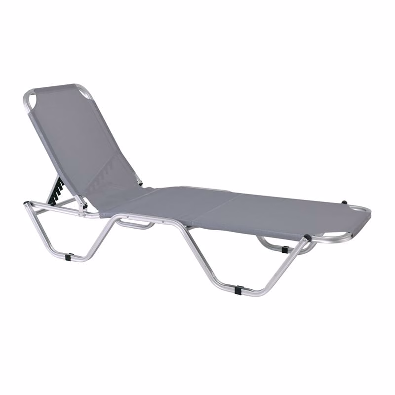 CRETA Alu Lounger, Grey Textilene