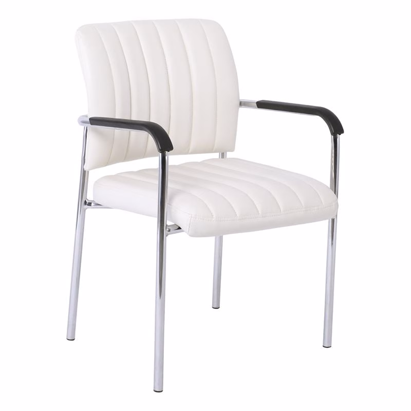DENIM Visitor Armchair/Chromed Frame/White Pu