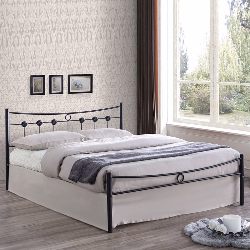 DUGAN Bed (for Mattress 150x200cm) Black Paint Metal