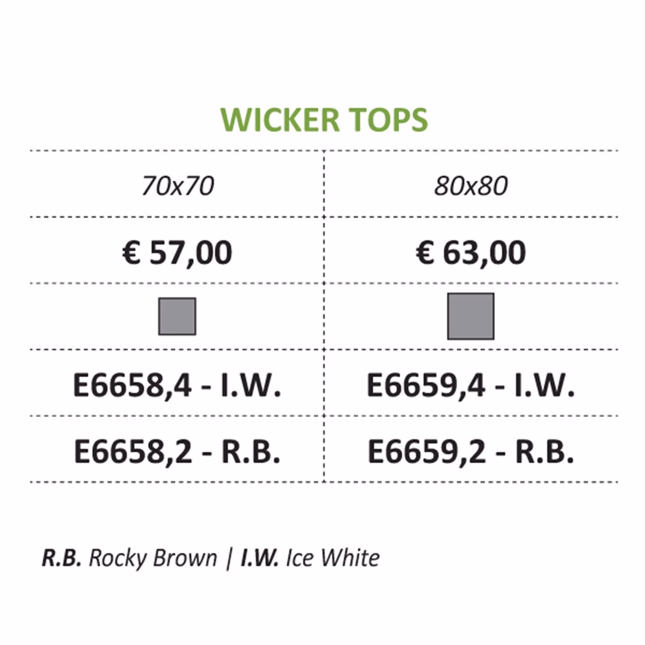 WICKER TOP 70χ70cm, Ice White with Glass 5mm - Image 3