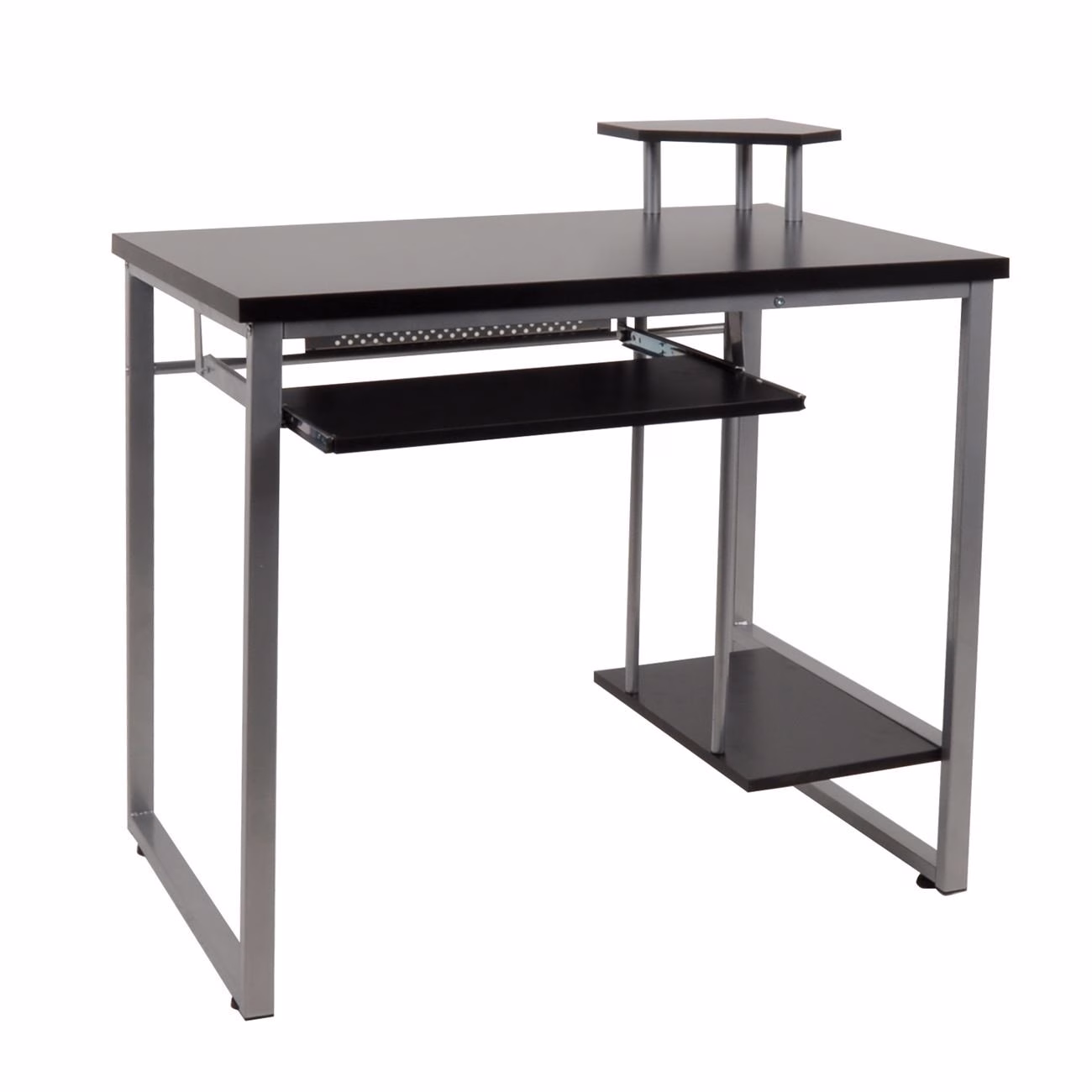 PC DESK 85x55x76 Metal Silver/Mdf Wenge - Image 2