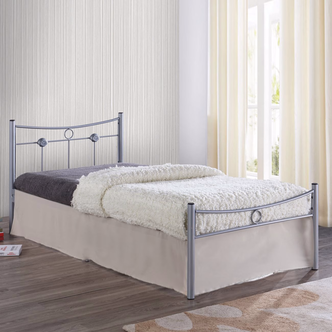 DUGAN Bed (for Mattress 90x200cm) Metal Silver - Image 2