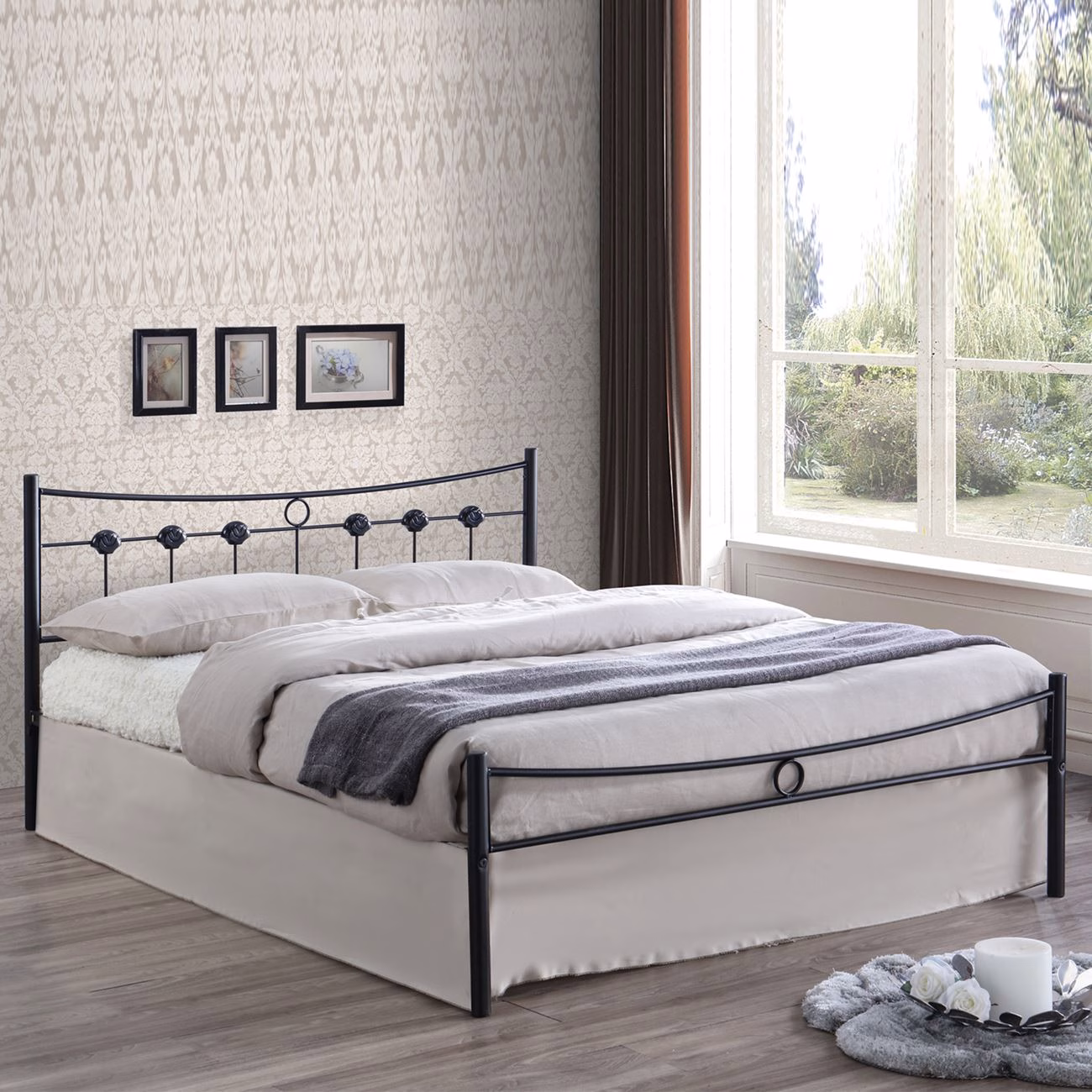 DUGAN Bed (for Mattress 150x200cm) Black Paint Metal - Image 2