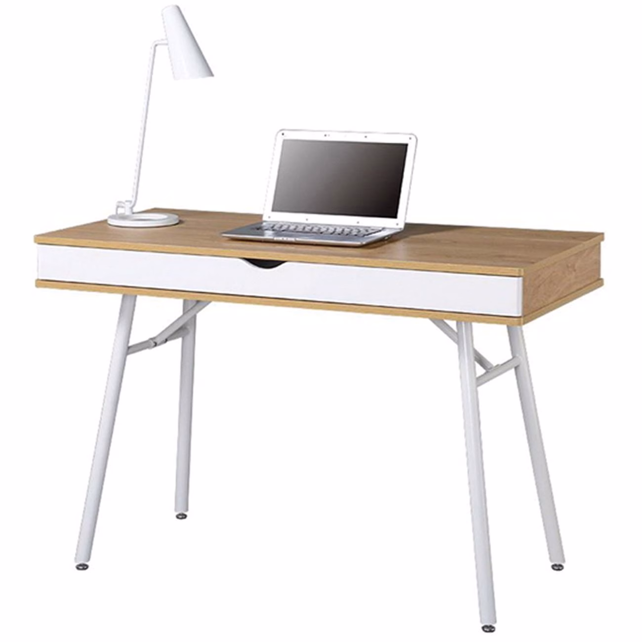 PC Metal DESK 115x55cm White/Melamine Maple - Image 2