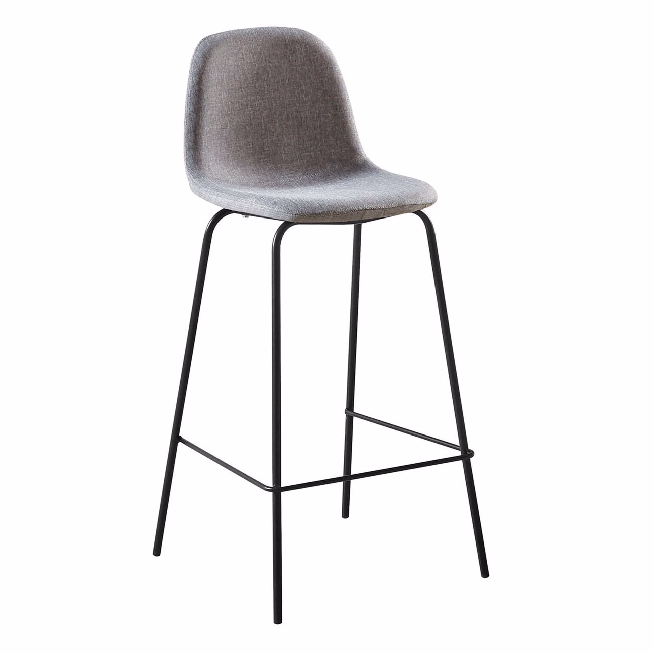 CELINA Bar Stool Black Metal, Grey Fabric - Image 2