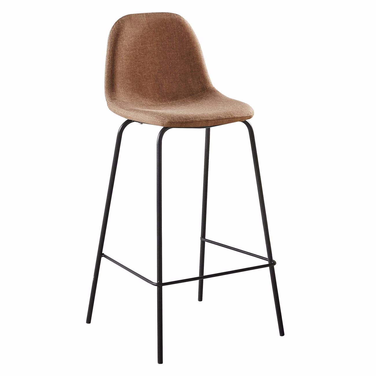 CELINA Bar Stool Black Metal, Gold Brown Fabric - Image 2