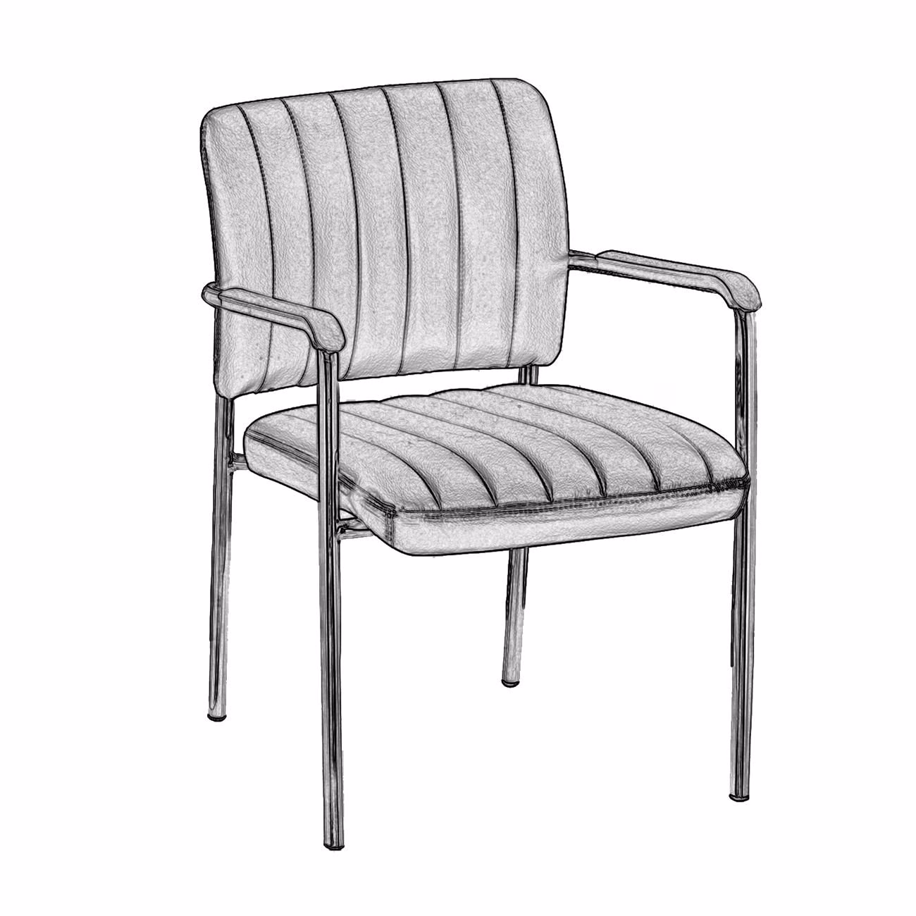 DENIM Visitor Armchair/Chromed Frame/Black Pu - Image 3
