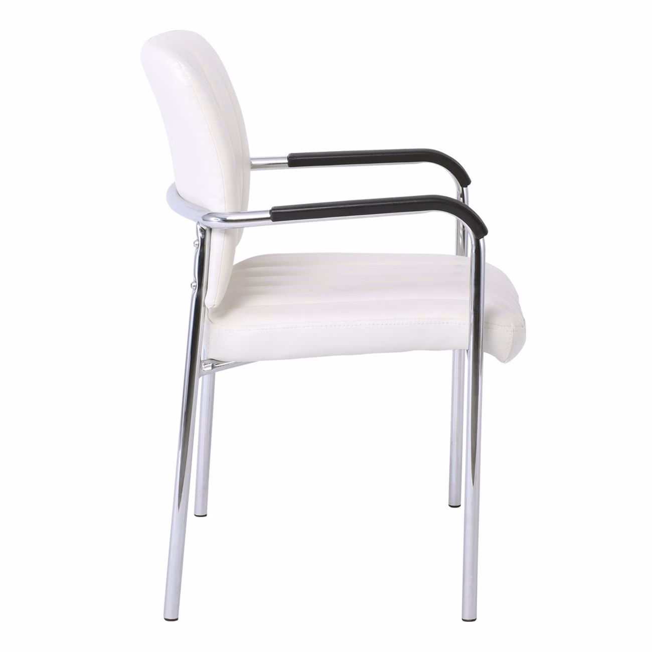 DENIM Visitor Armchair/Chromed Frame/White Pu - Image 3