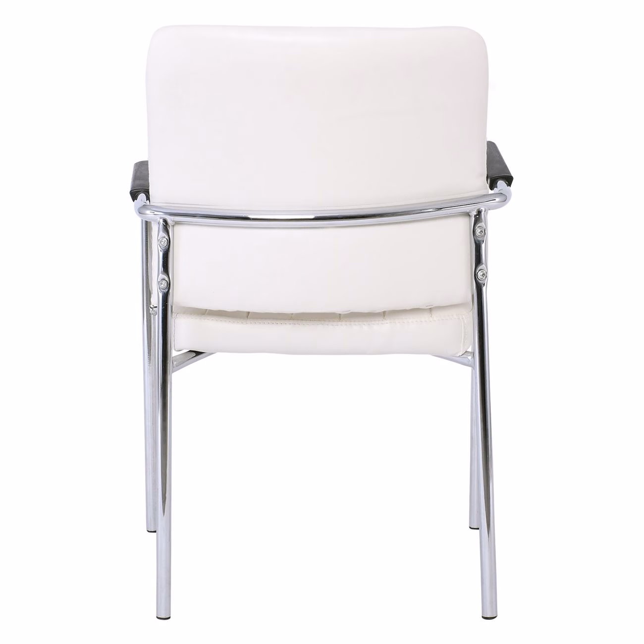 DENIM Visitor Armchair/Chromed Frame/White Pu - Image 4