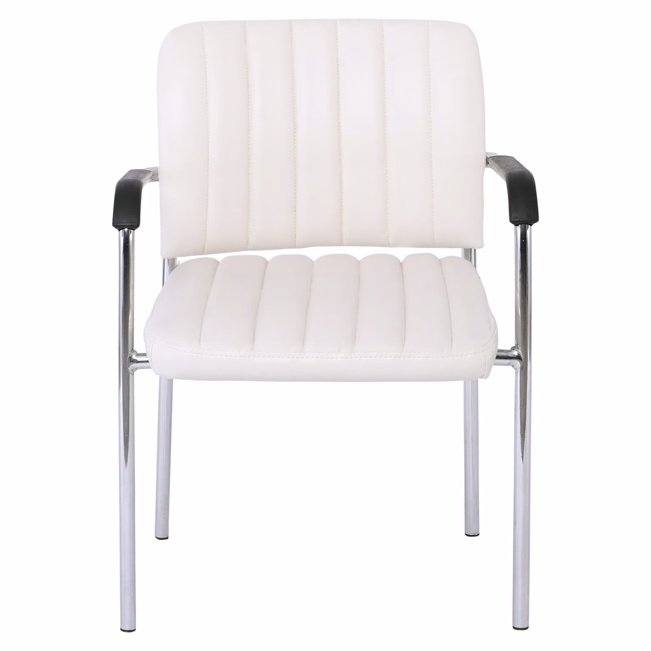 DENIM Visitor Armchair/Chromed Frame/White Pu - Image 5