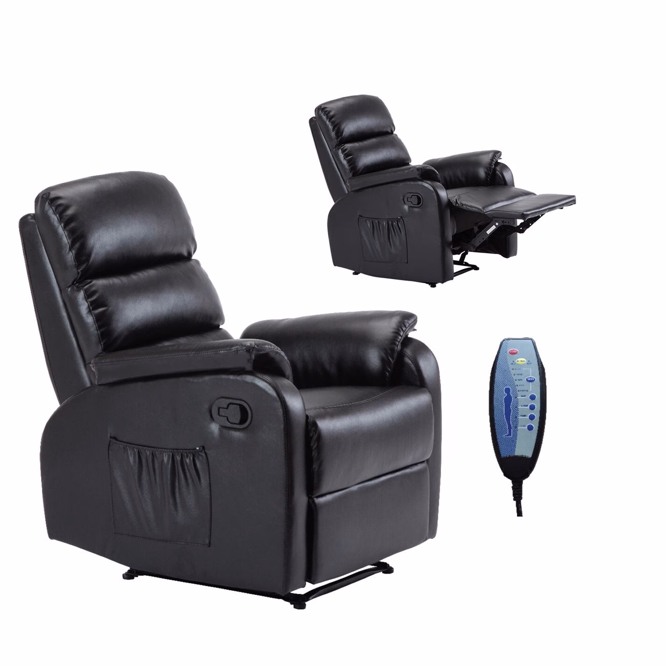 COMFORT Massage Armchair Relax Black Pu - Image 2
