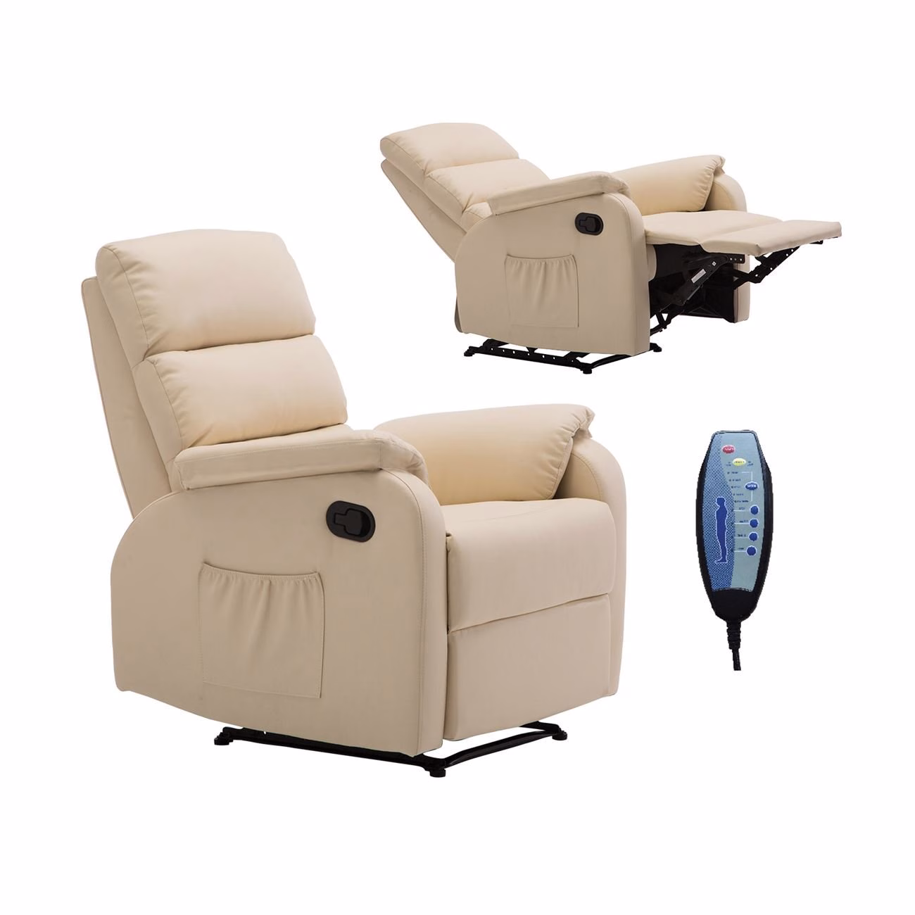 COMFORT Massage Armchair Relax Beige Pu - Image 2