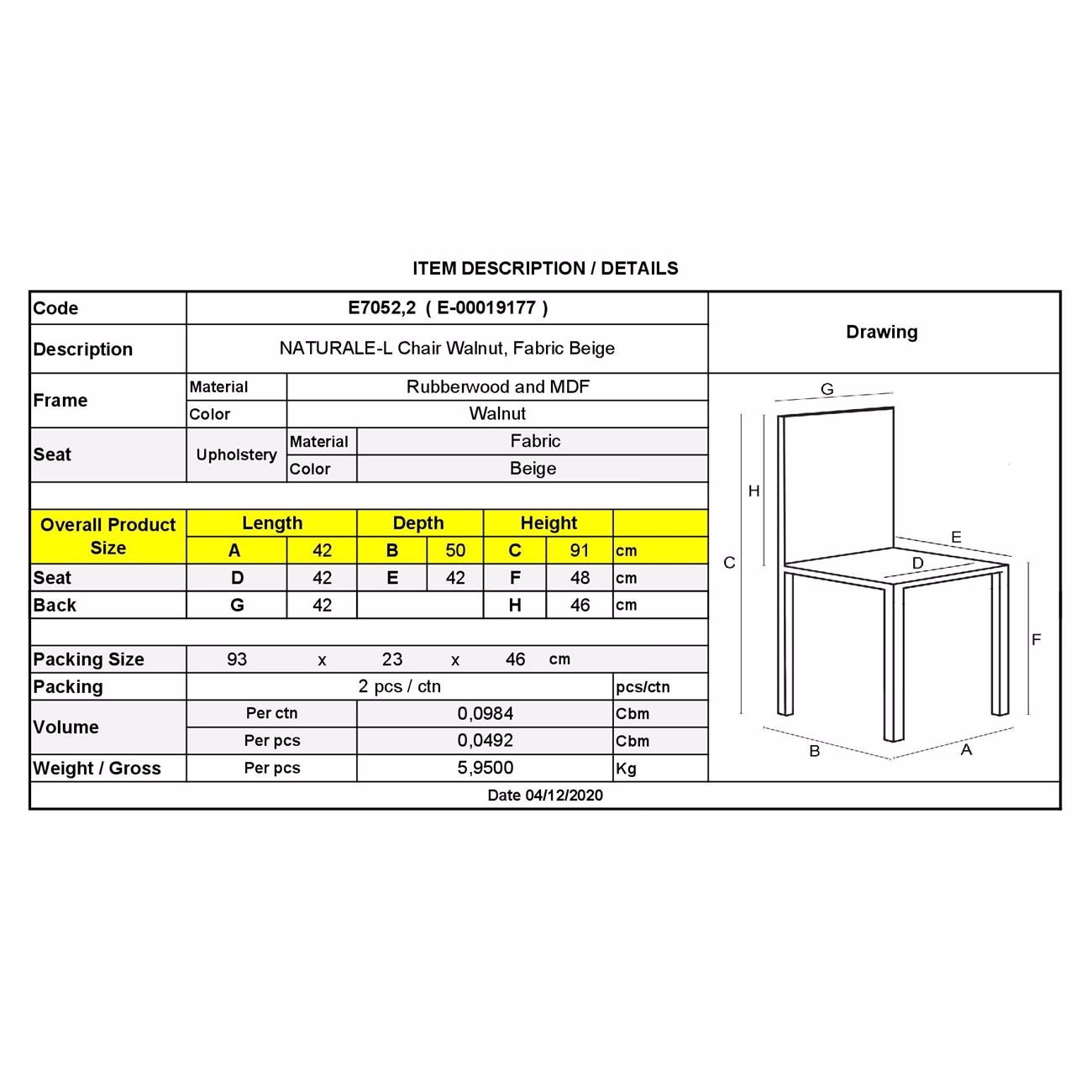 NATURALE Chair Walnut/Fabric Beige - Image 3