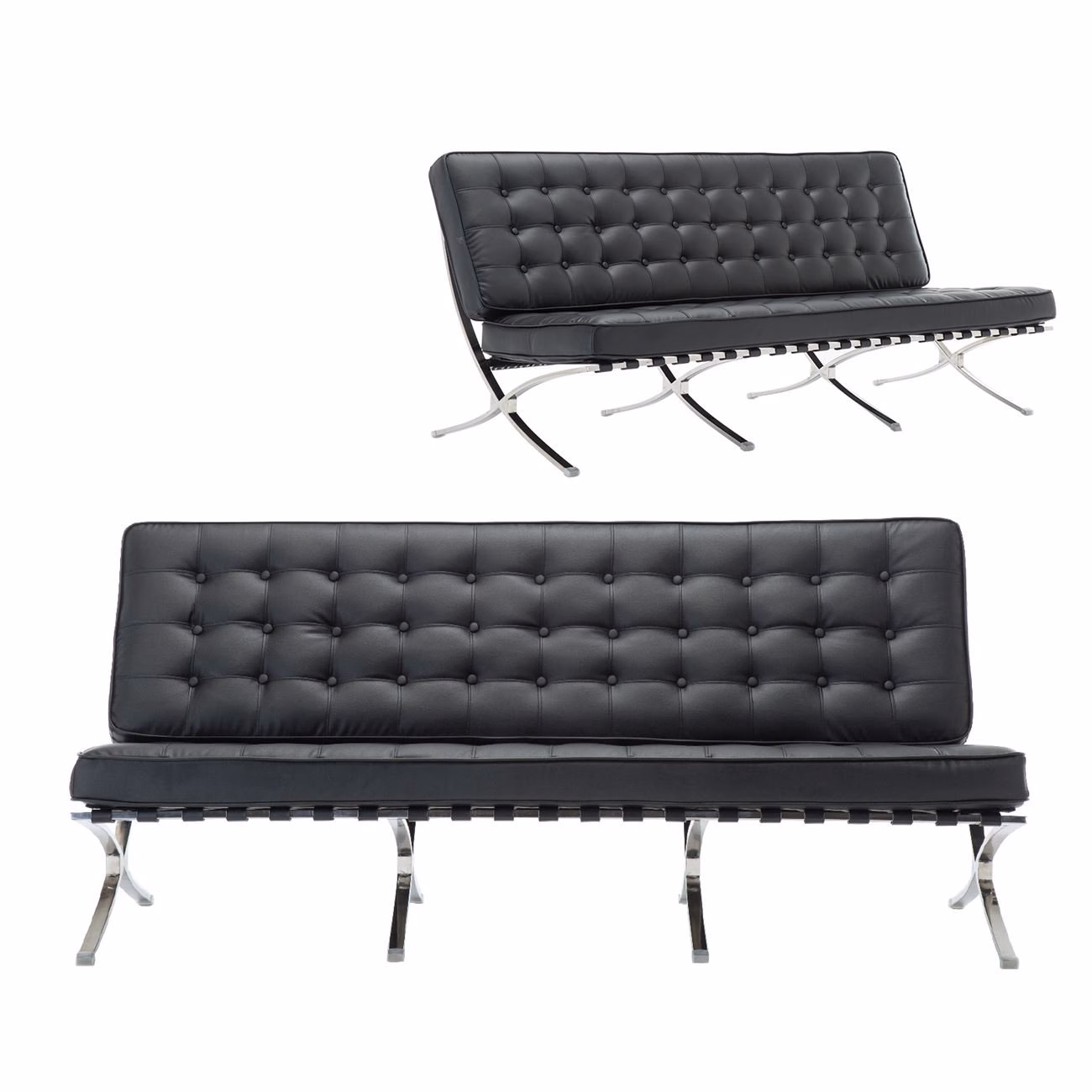 BARCELONA Type 3-Seater Sofa Black Pu - Image 2