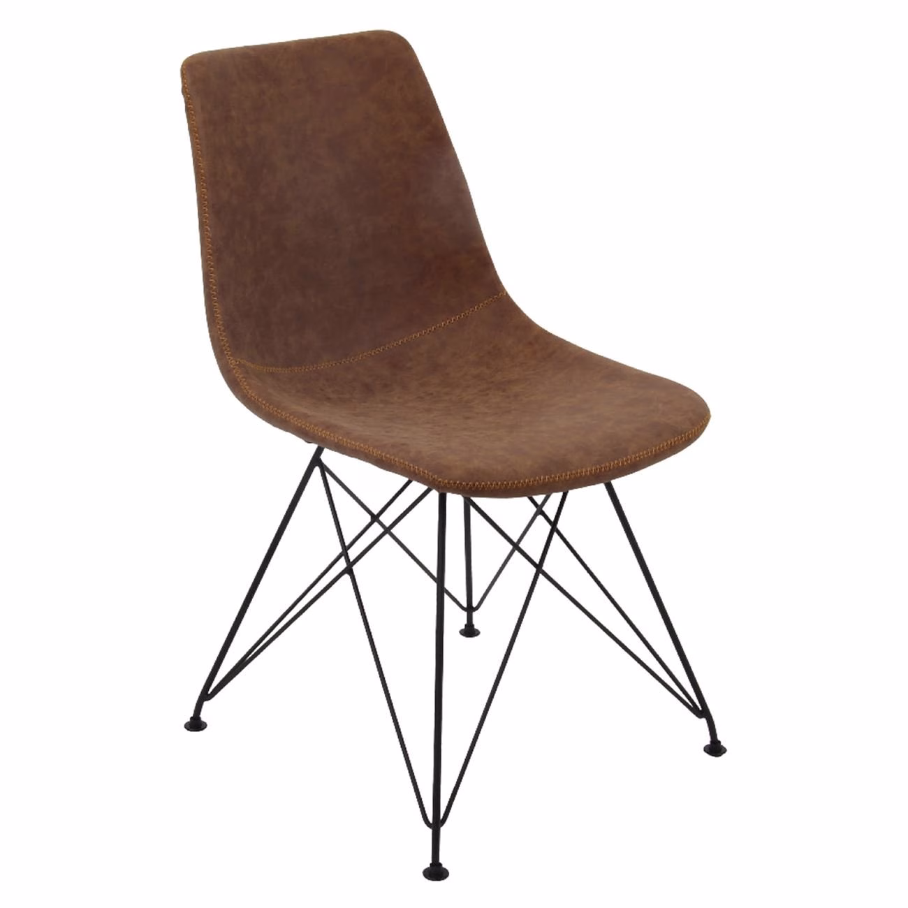 PANTON Chair Black Metal/Pu Vintage Brown - Image 2