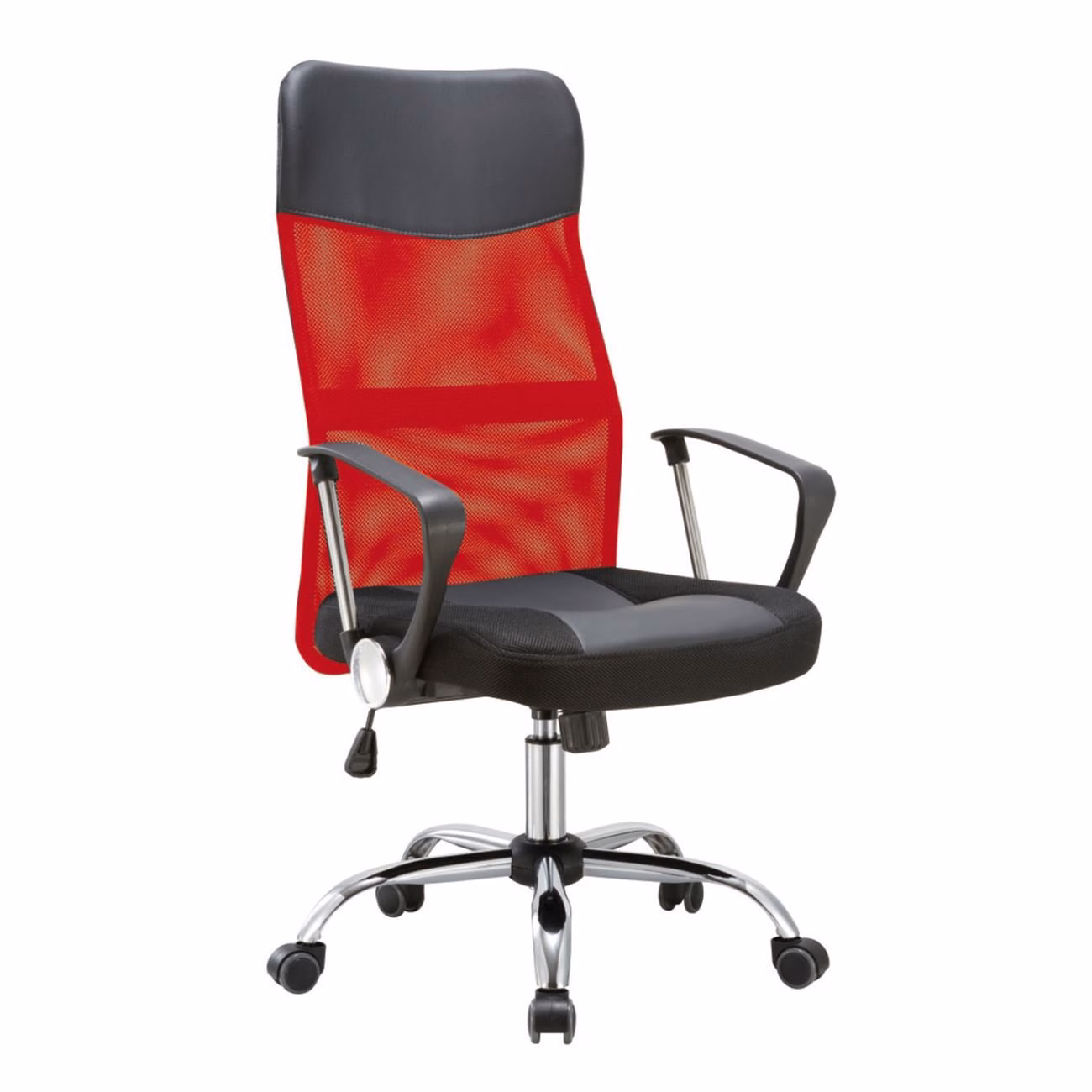 BF2400-PVC Manager Armchair Chromed Base/Pvc&Mesh Red/Black - Image 2