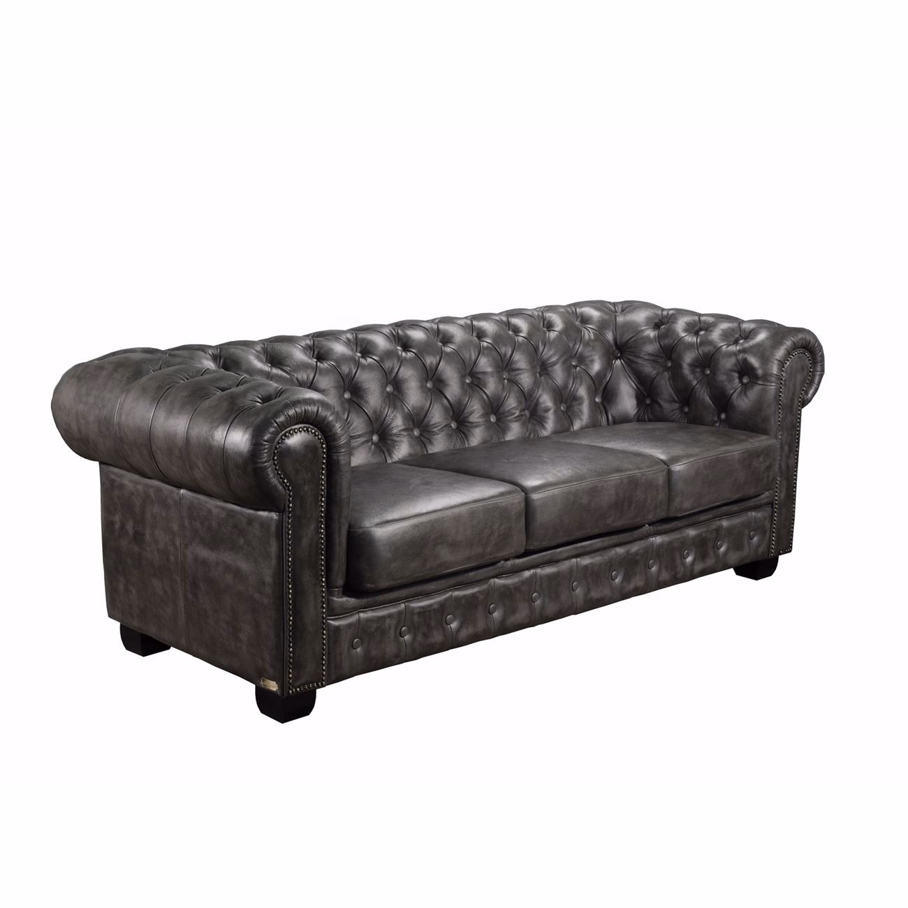 CHESTERFIELD Birmingham 3-S Leather Antique Grey - Image 2