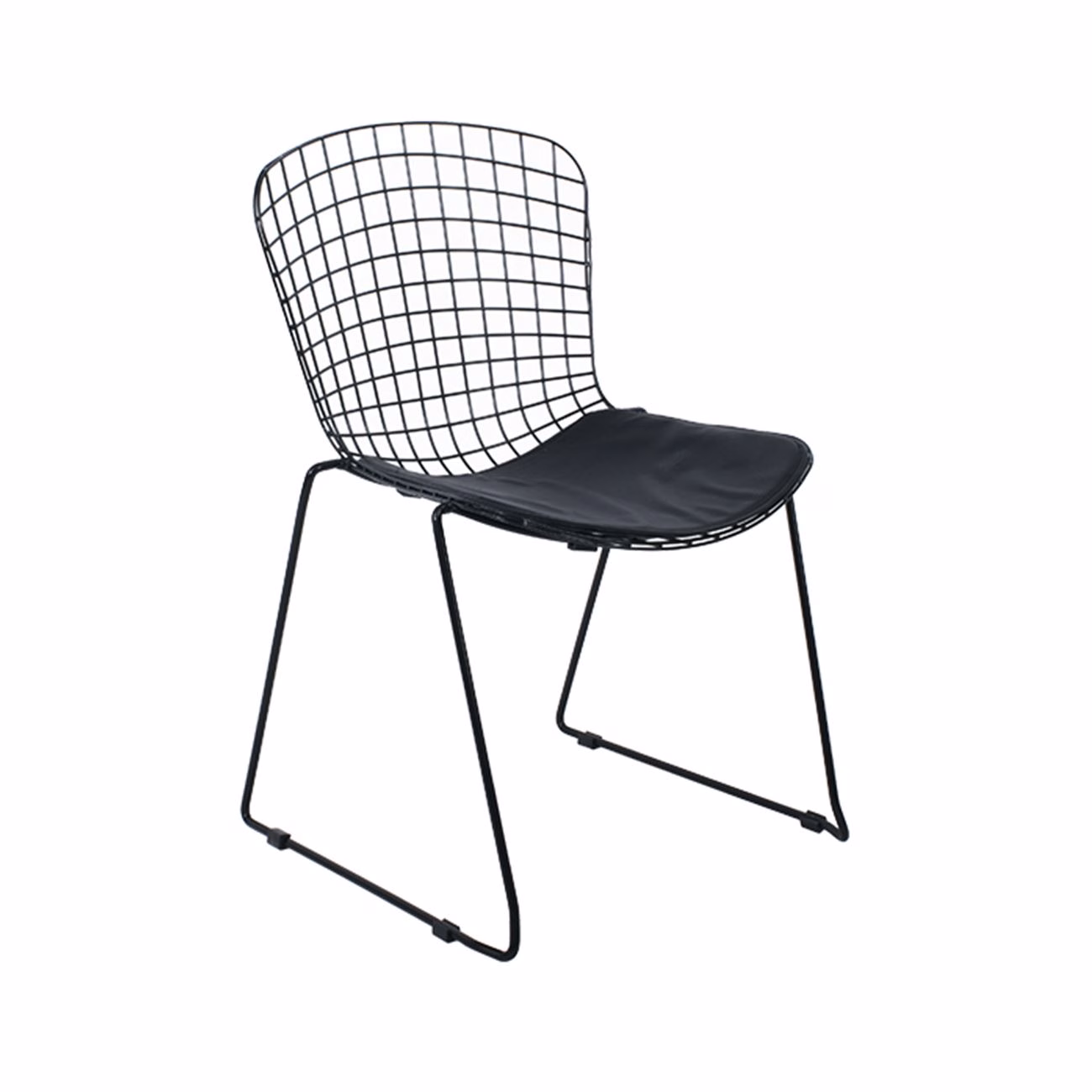SAXON Chair Metal Mesh Black,Stacking Cushion Black Pu - Image 2