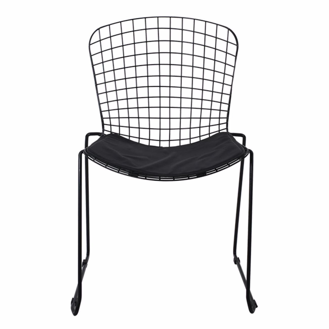 SAXON Chair Metal Mesh Black,Stacking Cushion Black Pu - Image 3