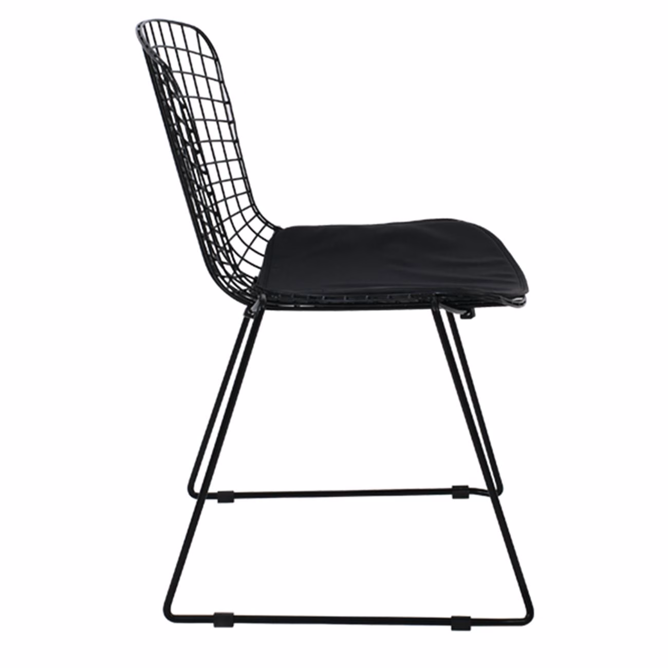 SAXON Chair Metal Mesh Black,Stacking Cushion Black Pu - Image 4