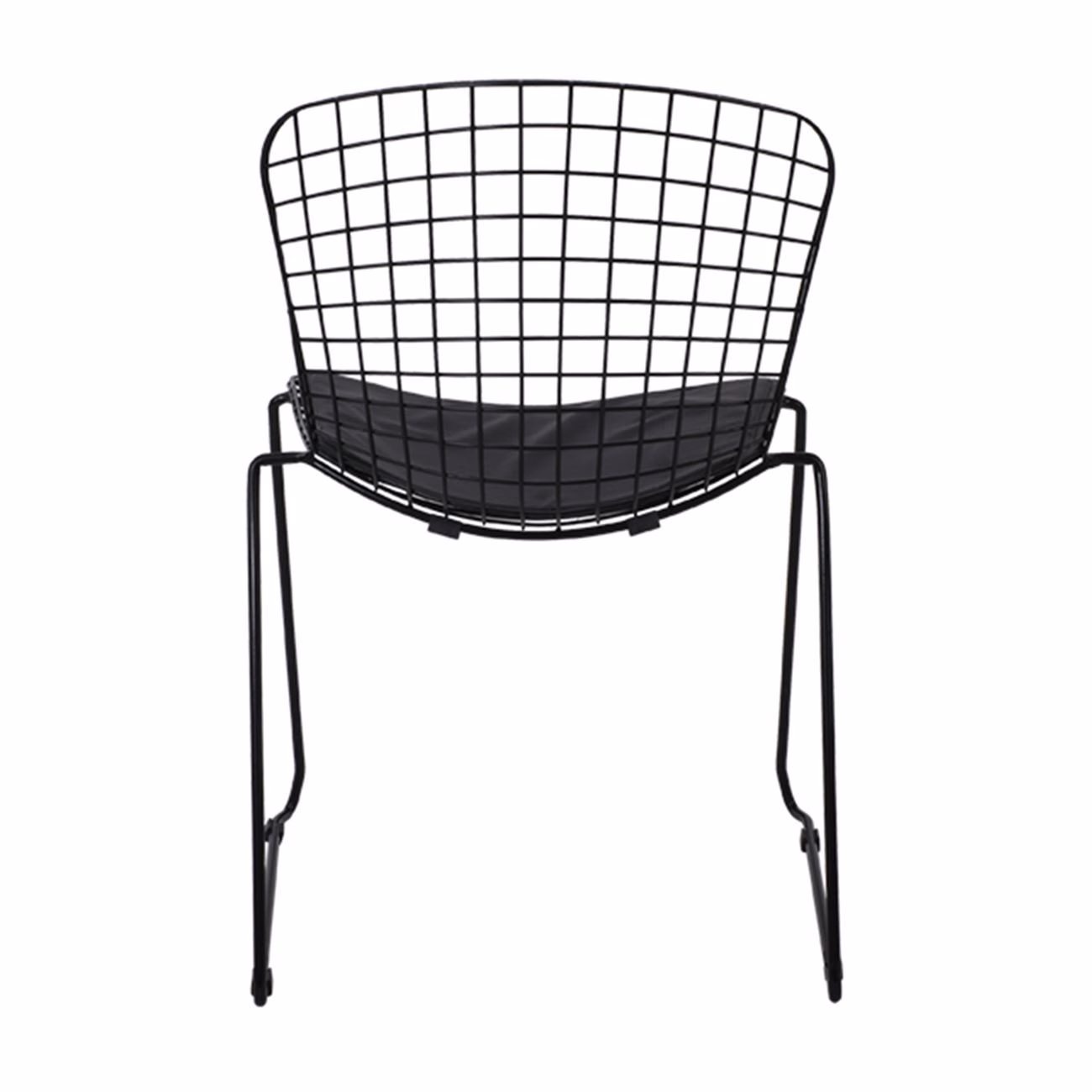 SAXON Chair Metal Mesh Black,Stacking Cushion Black Pu - Image 5
