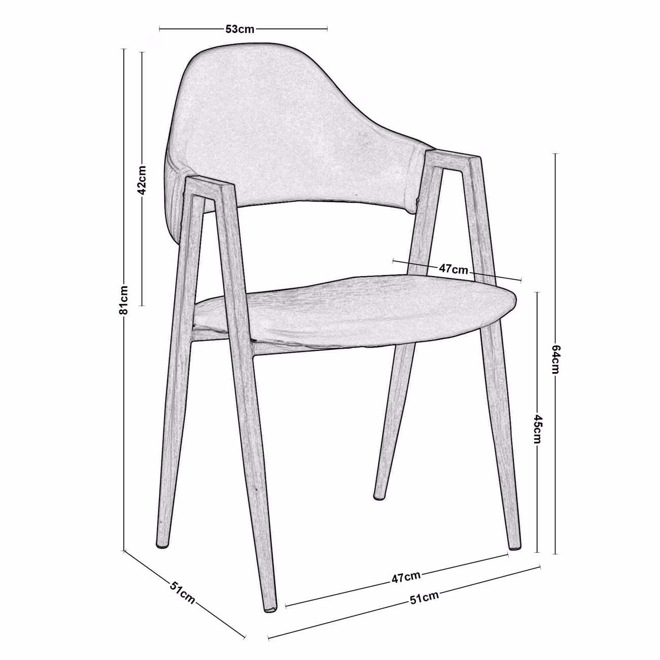 DELTA Armchair Metal Walnut/Pu Black - Image 3