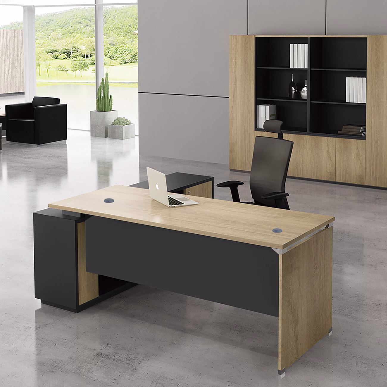 PROJECT Desk (RIGHT) 220x200x75cm Sonoma/Grey - Image 2