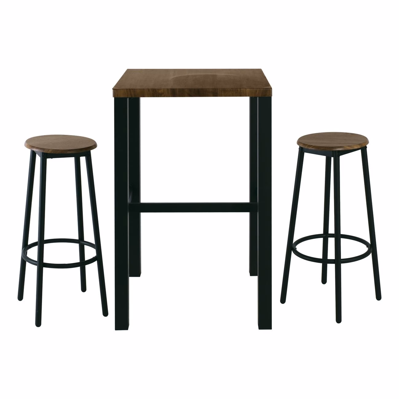 MAYER Set Bar (Table 60x60cm+2 Stools) Metal Anthracite/Antique Brown - Image 2