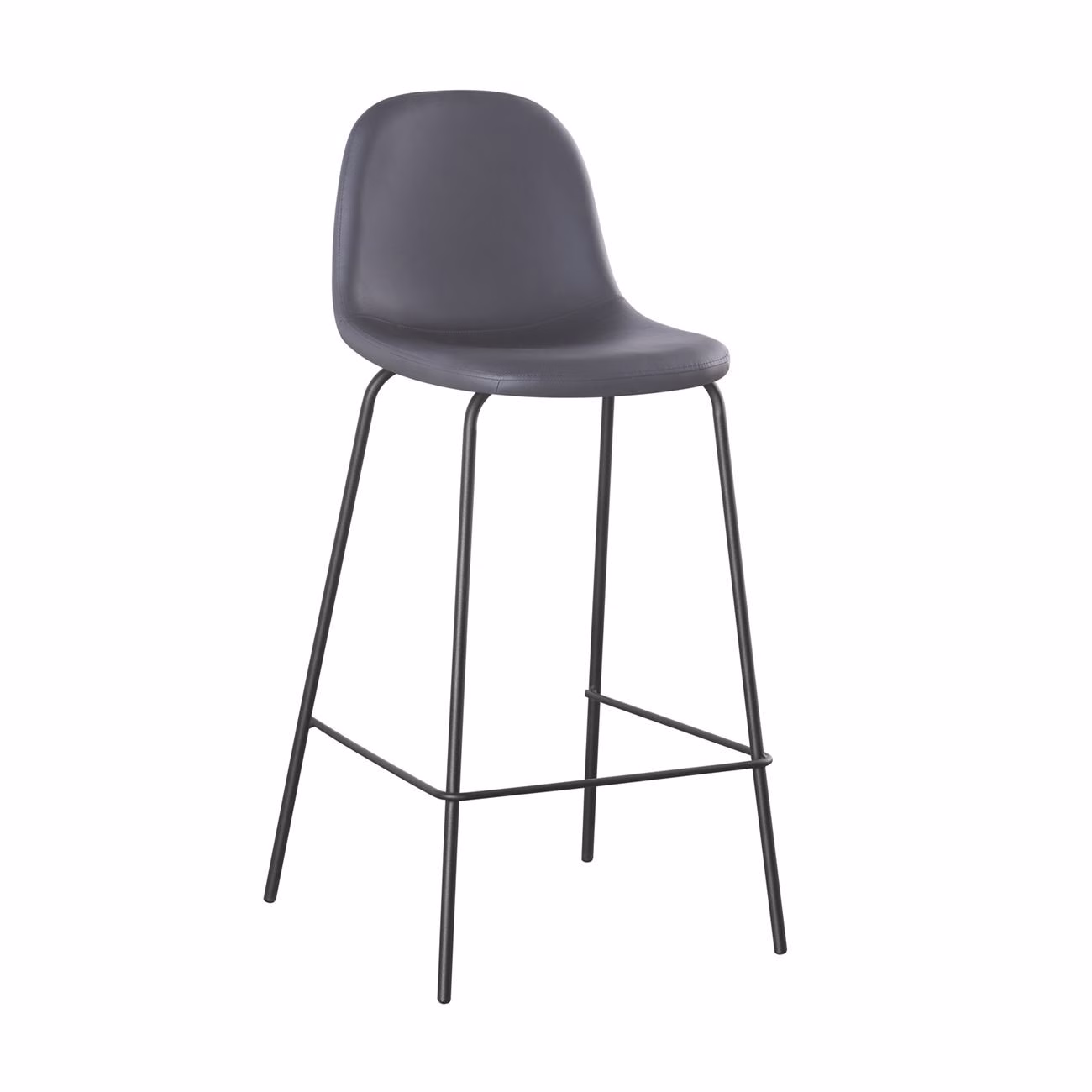 CELINA Bar Stool Black Metal, Grey Pvc - Image 2