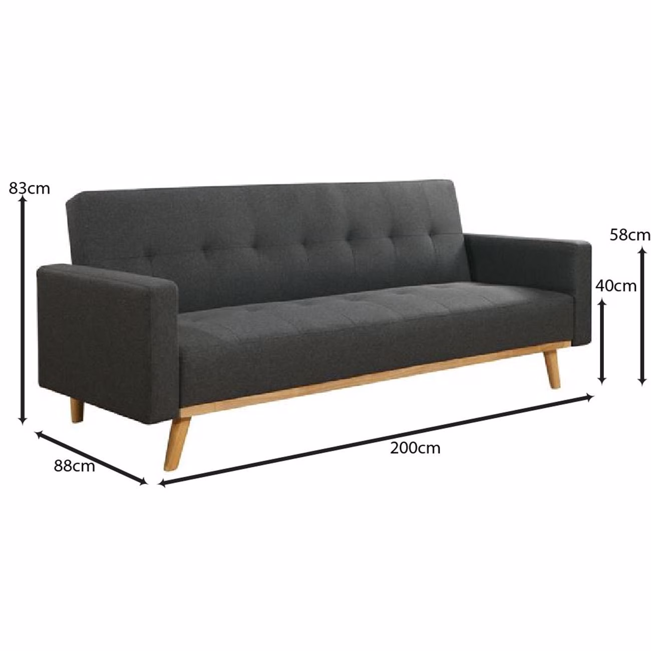 CARLOS Sofa Bed Dark Grey Fabric - Image 4
