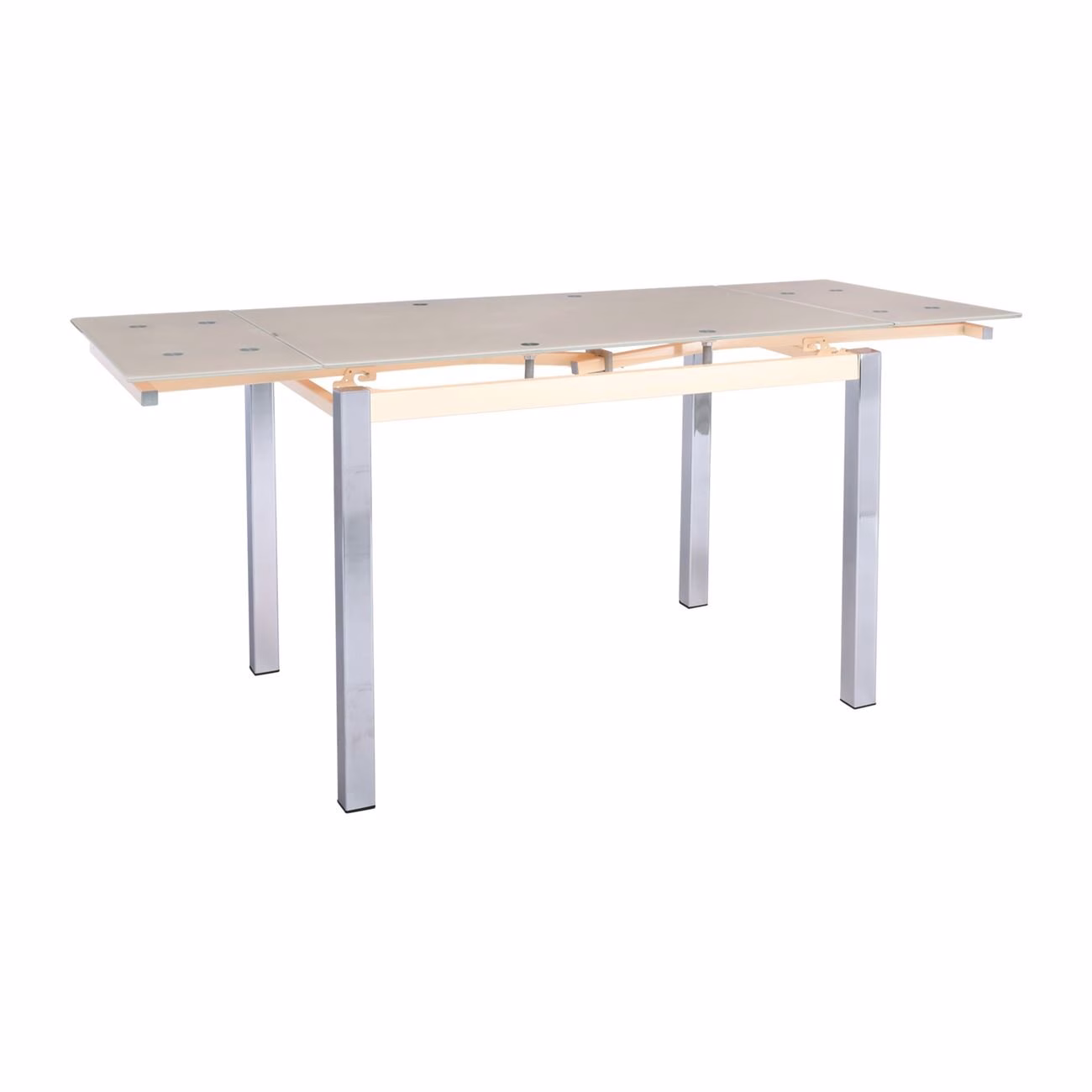 BLOSSOM Extend.Table 110+(30+30)x70cm Steel Chromed/Glass Beige - Image 2