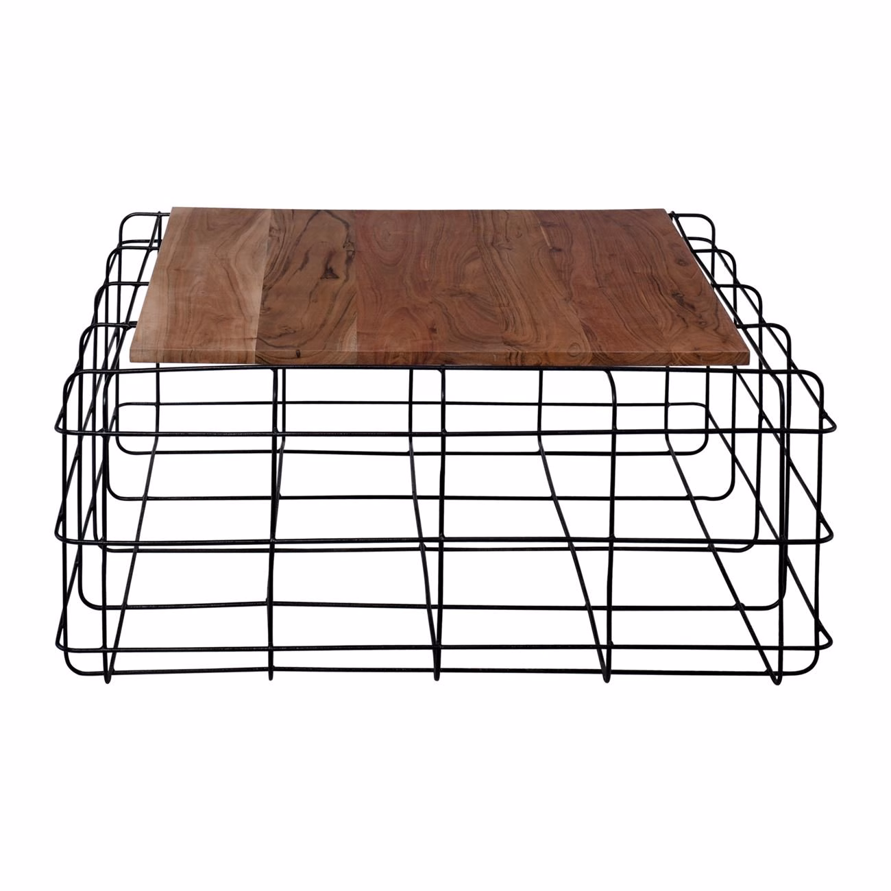 SORREL Coffee Table 80x80x35cm Acacia Natural/Steel Black - Image 3
