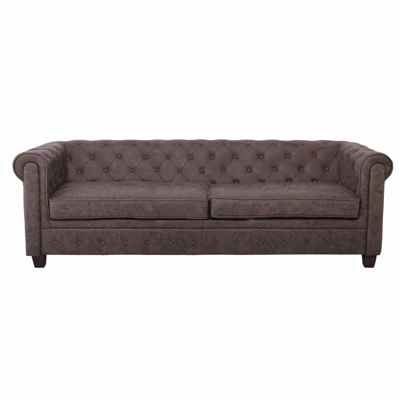 CHESTERFIELD Newport 3-Seater Sofa Fabric Antique Brown - Image 2