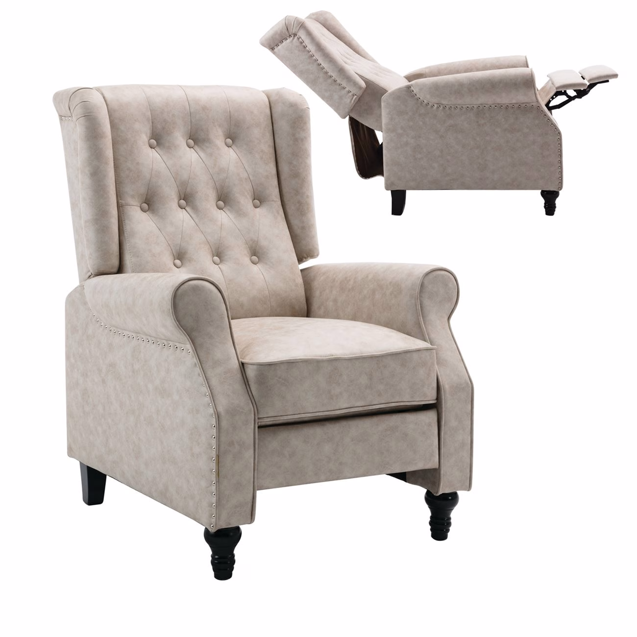 CHESTER Relax Armchair Antique Ecru Fabric - Image 2
