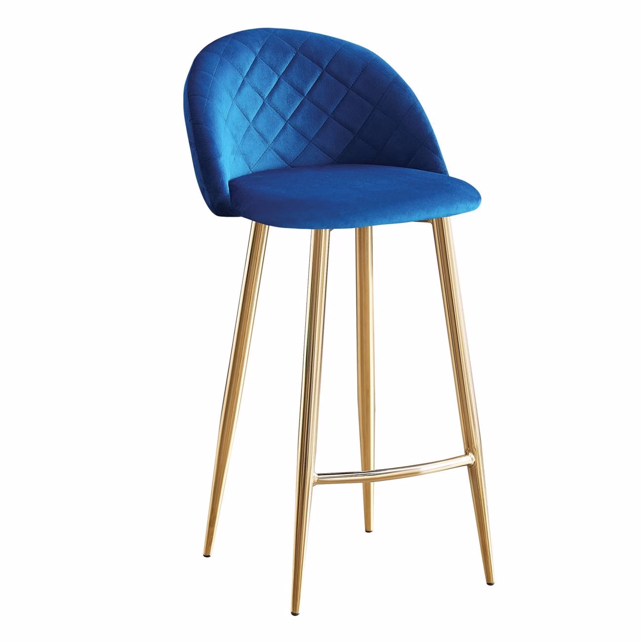 BELLA Bar Stool Gold Chrome, Blue Velure - Image 2
