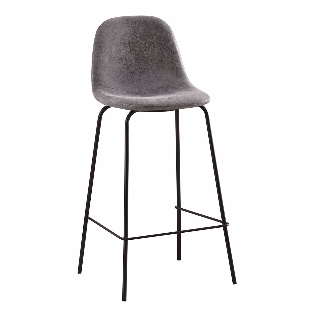 CELINA Bar Stool Black Metal, Grey Suede Fabric - Image 2