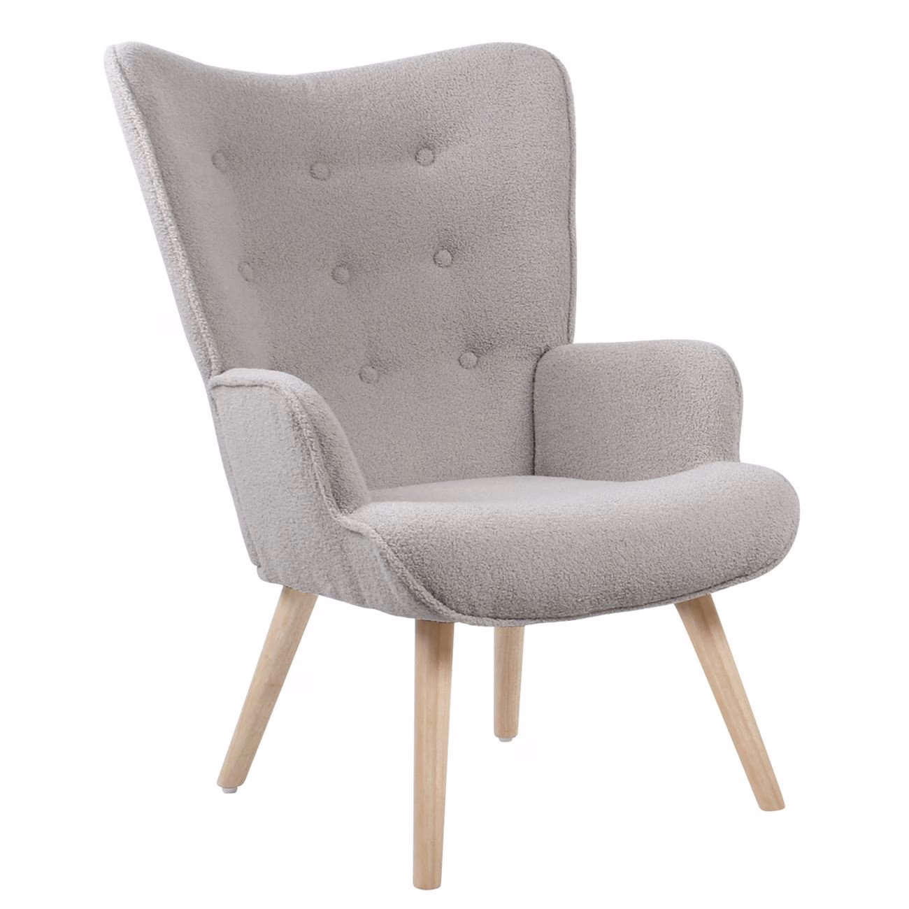ALMA Armchair Natural / Teddy Light Grey Fabric (K/D) - Image 2
