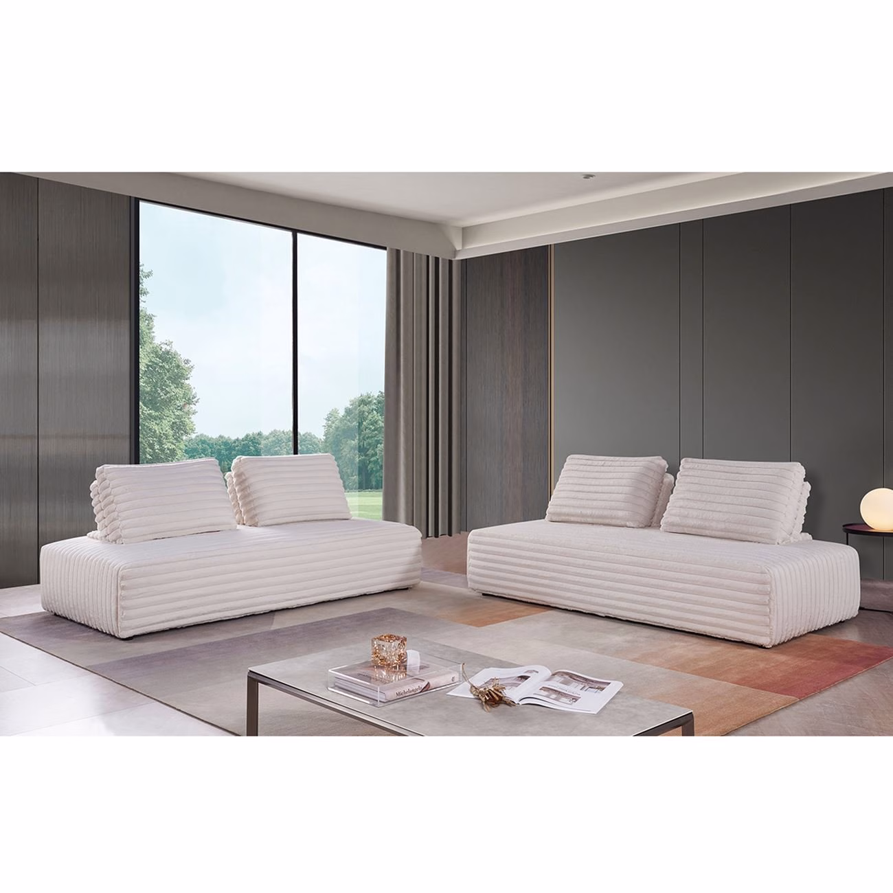 BRISTOL Multifunctional Corner Sofa Artificial Fur White - Image 3