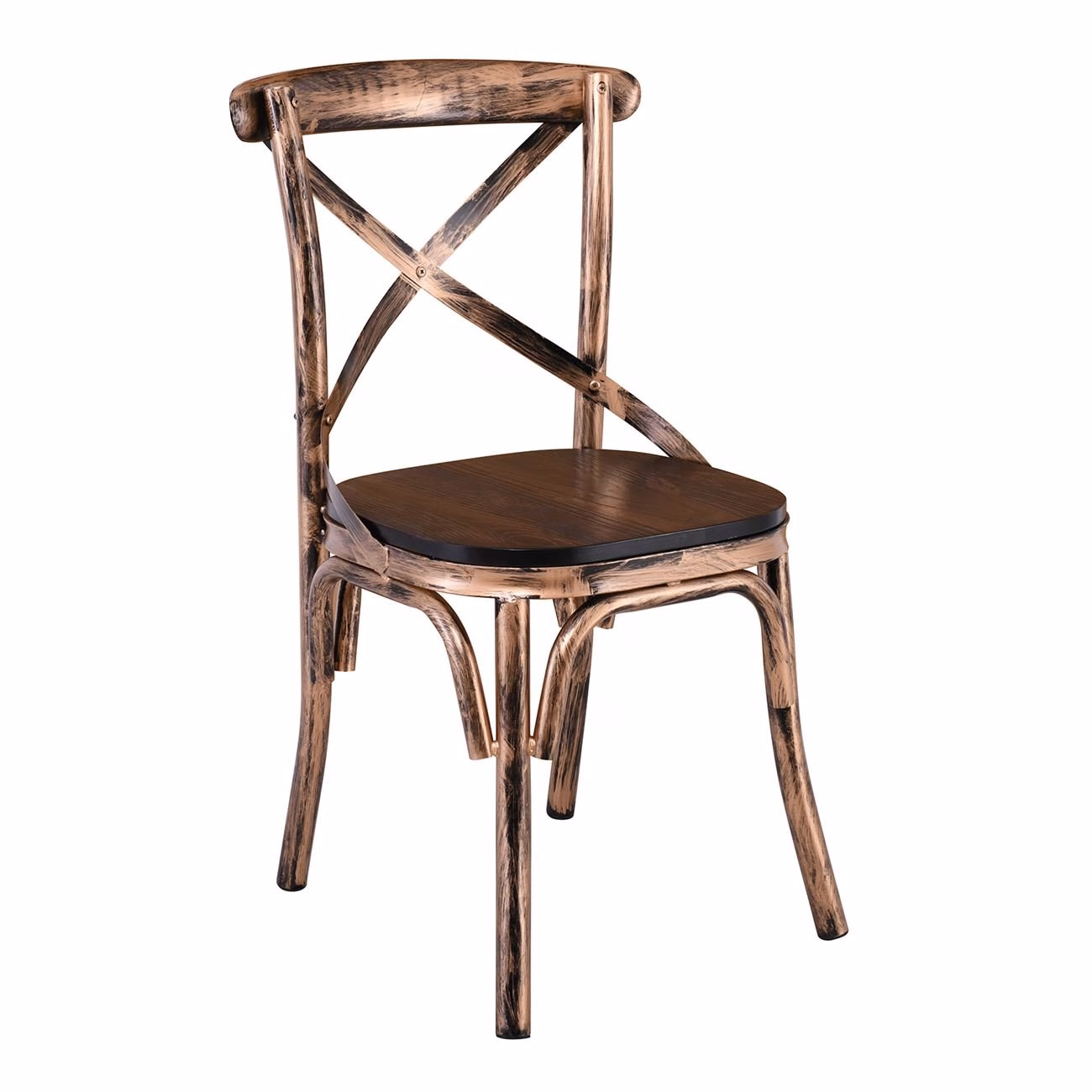 MARLIN Wood Dark Oak Chair/Metal Black Gold - Image 2