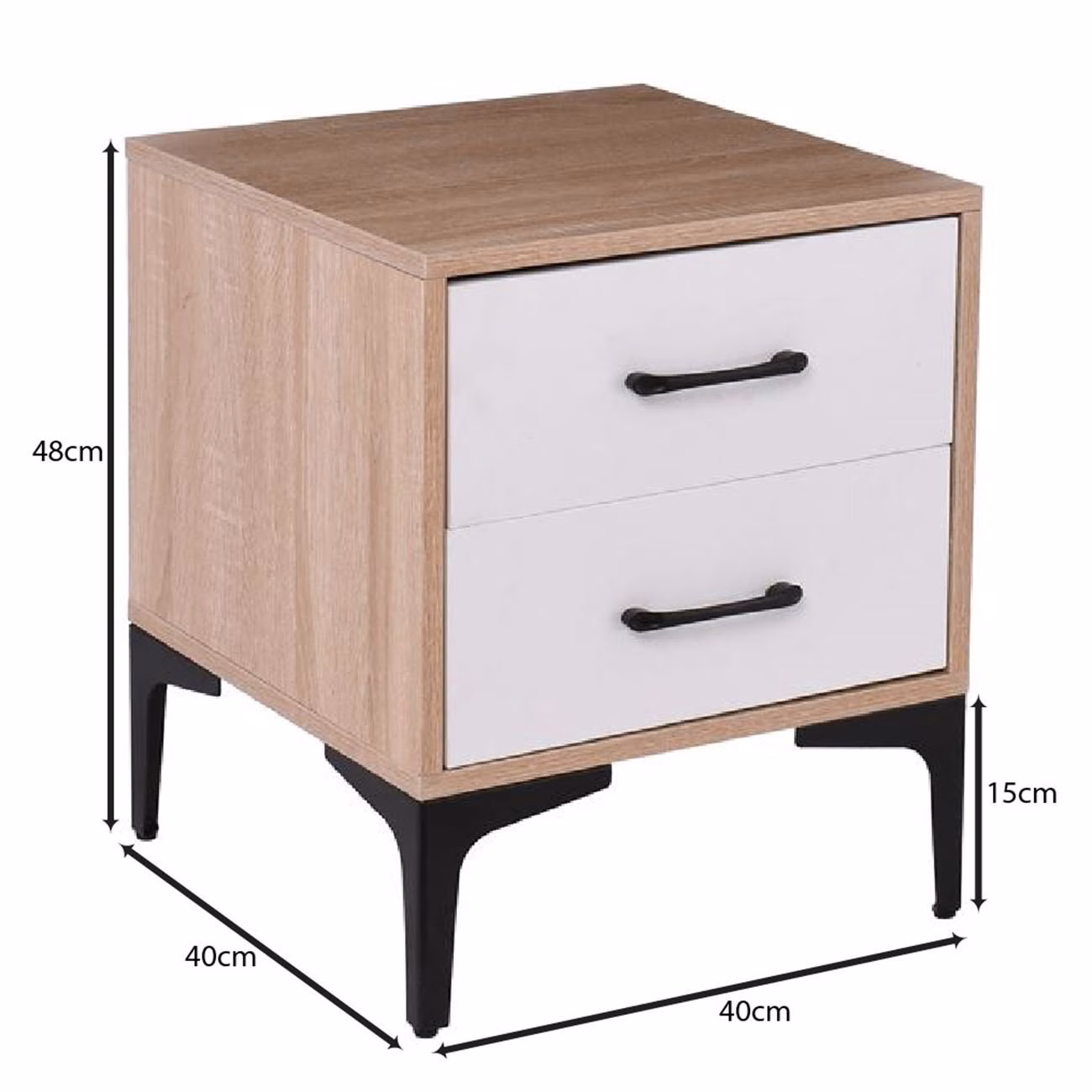 MERRANO Bedside 40x40x48cm Sonoma/White - Image 3