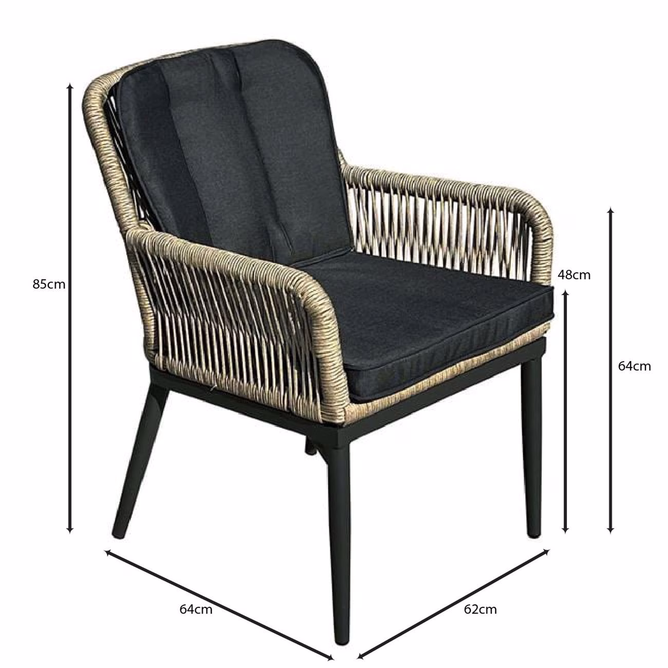 ALLEY Armchair Alu Anthracite/Wicker Natural/Cushions Anthracite - Image 3