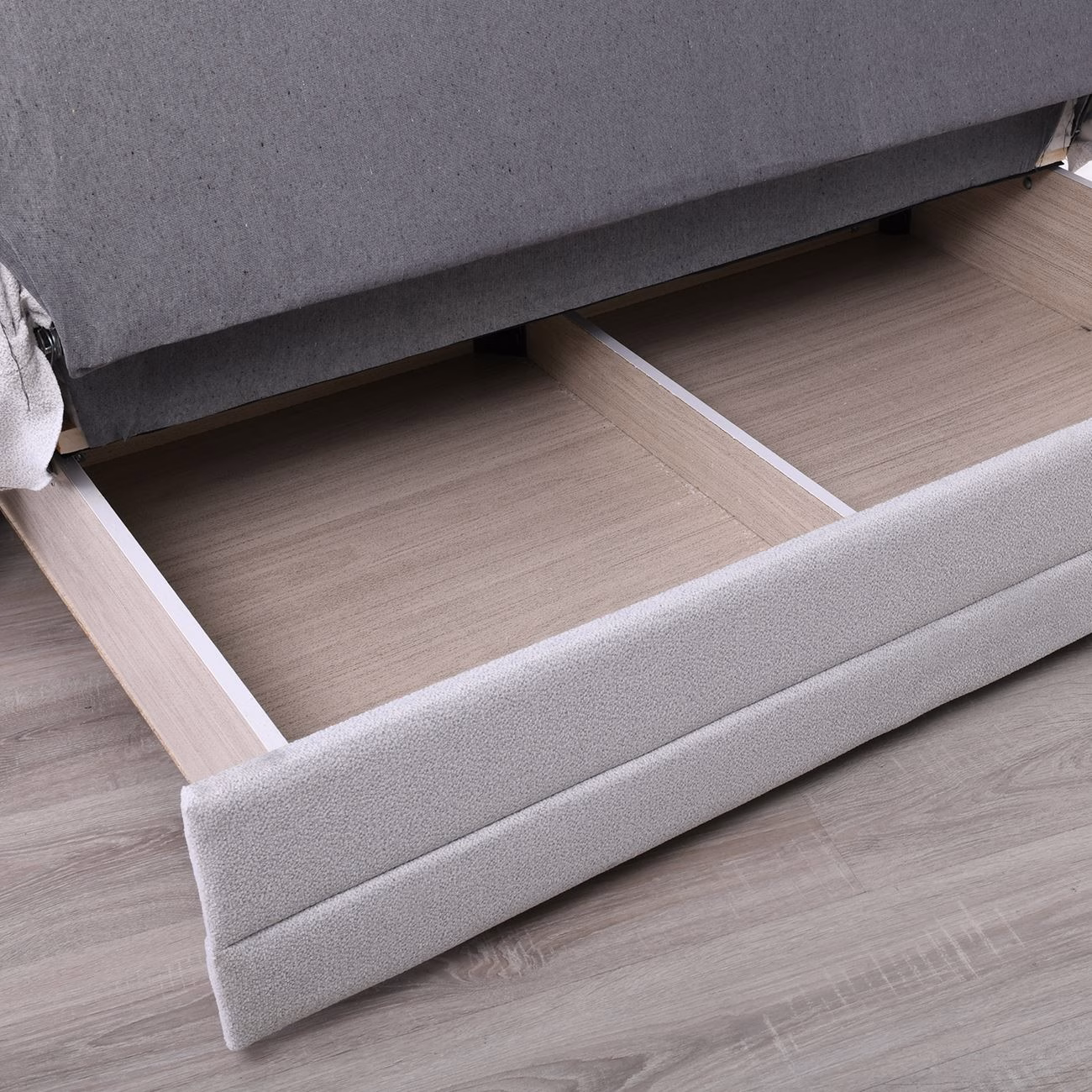 CAMAL Sofa-Bed with Storage 2-Seater / Fabric Light Grey - Image 5