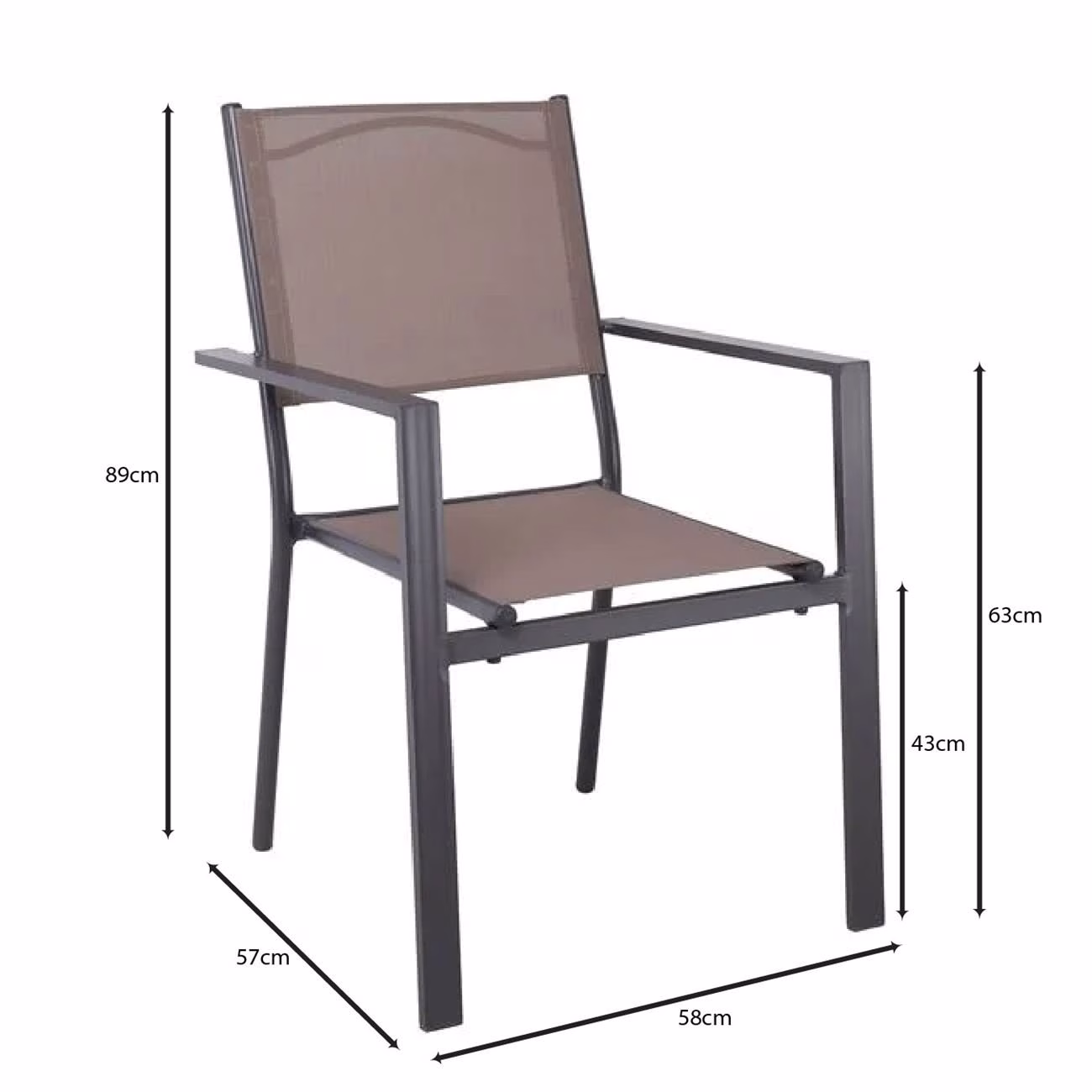 AMIRAL Armchair Alu Anthracite/Textilene Cappuccino - Image 3