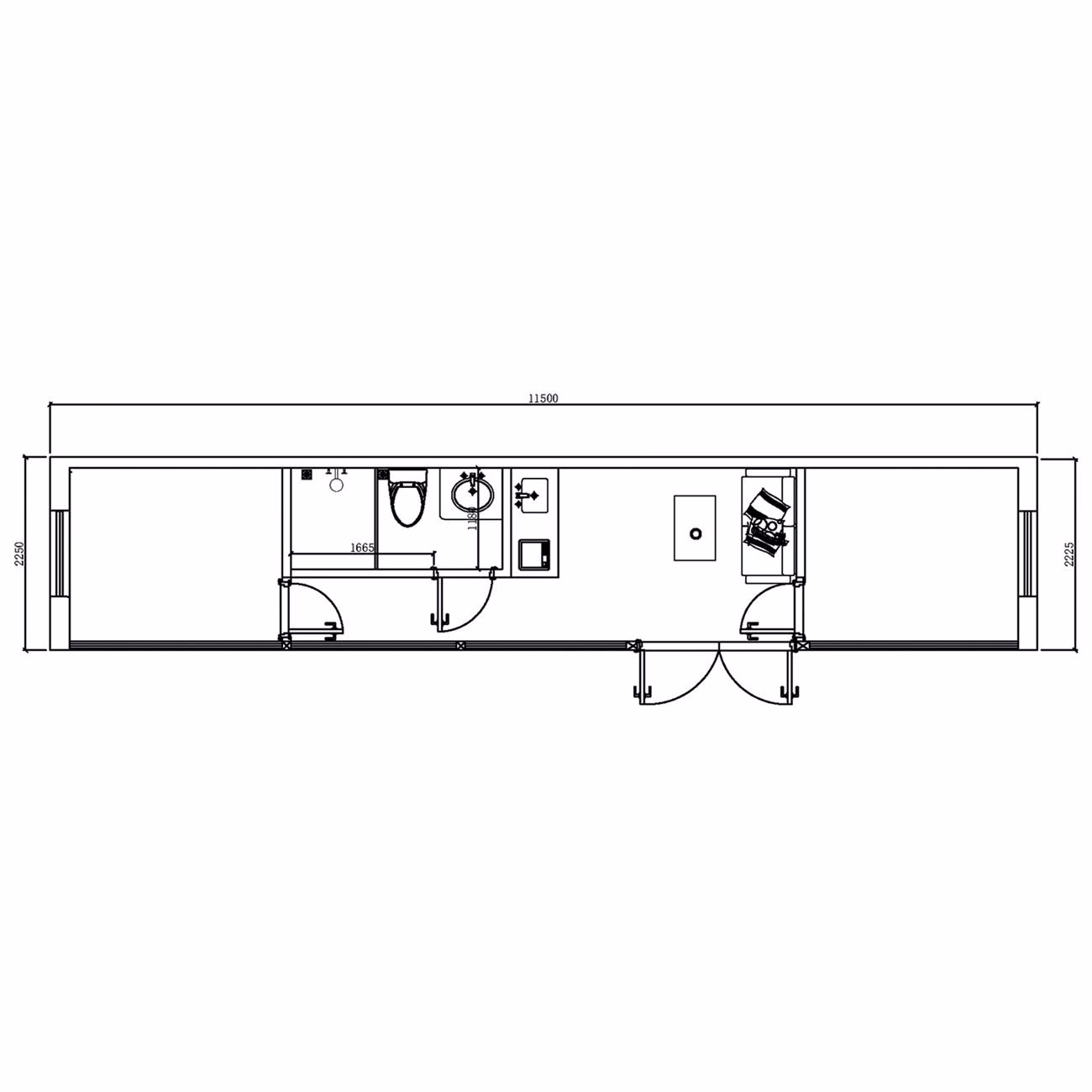 APPLE Cabin Capsule house (26m2) 1150x225x245cm - Image 5