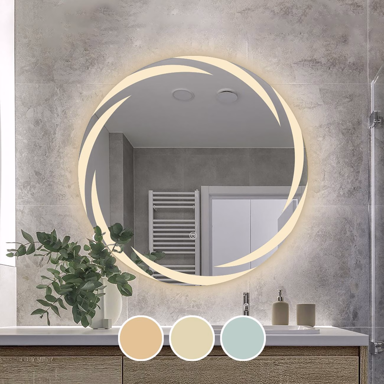 LED-1 Wall Mirror D80cm, Illuminated - Image 2